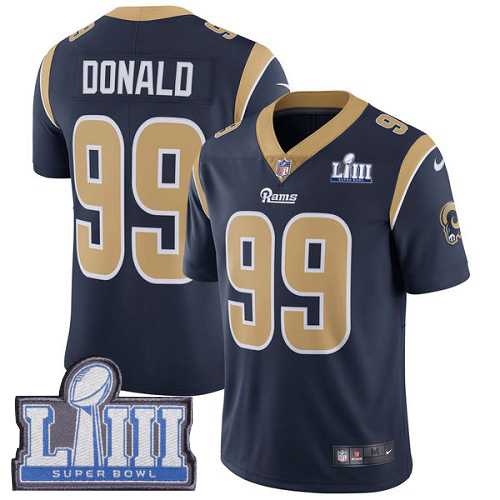 Youth Nike Rams 99 Aaron Donald Navy 2019 Super Bowl LIII Vapor Untouchable Limited Jersey,We sell and wholesale Youth Nike Rams 99 Aaron Donald Navy 2019 Super Bowl LIII Vapor Untouchable Limited Jersey on line form chian!